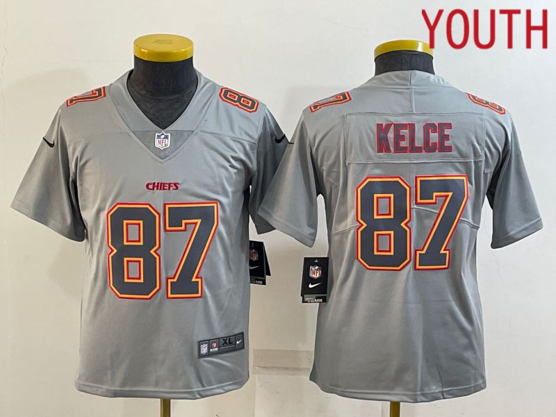 Youth Kansas City Chiefs #87 Kelce Grey 2022 Nike Limited Vapor Untouchable NFL Jersey